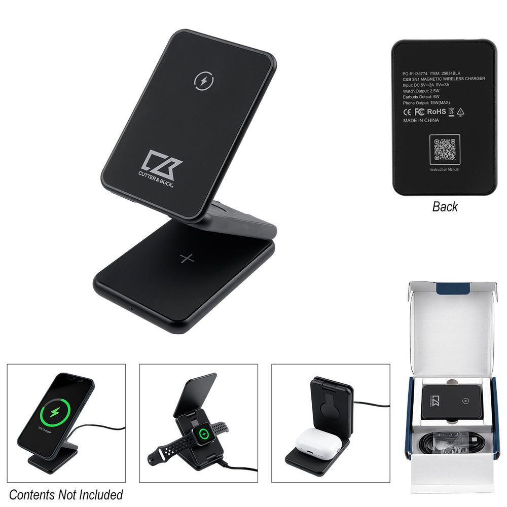 Cutter & Buck® 3-In-1 Magnetic Wireless Charger