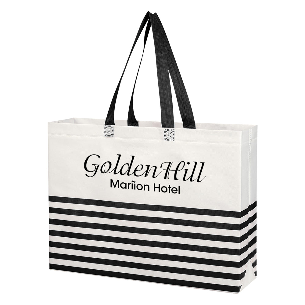 Non-Woven Horizontal Stripe Recycled Tote Bag