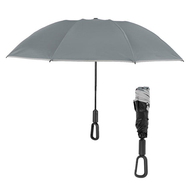 46" Arc Telescopic Inversion Umbrella With Carabiner Handle And 100% rPET Canopy