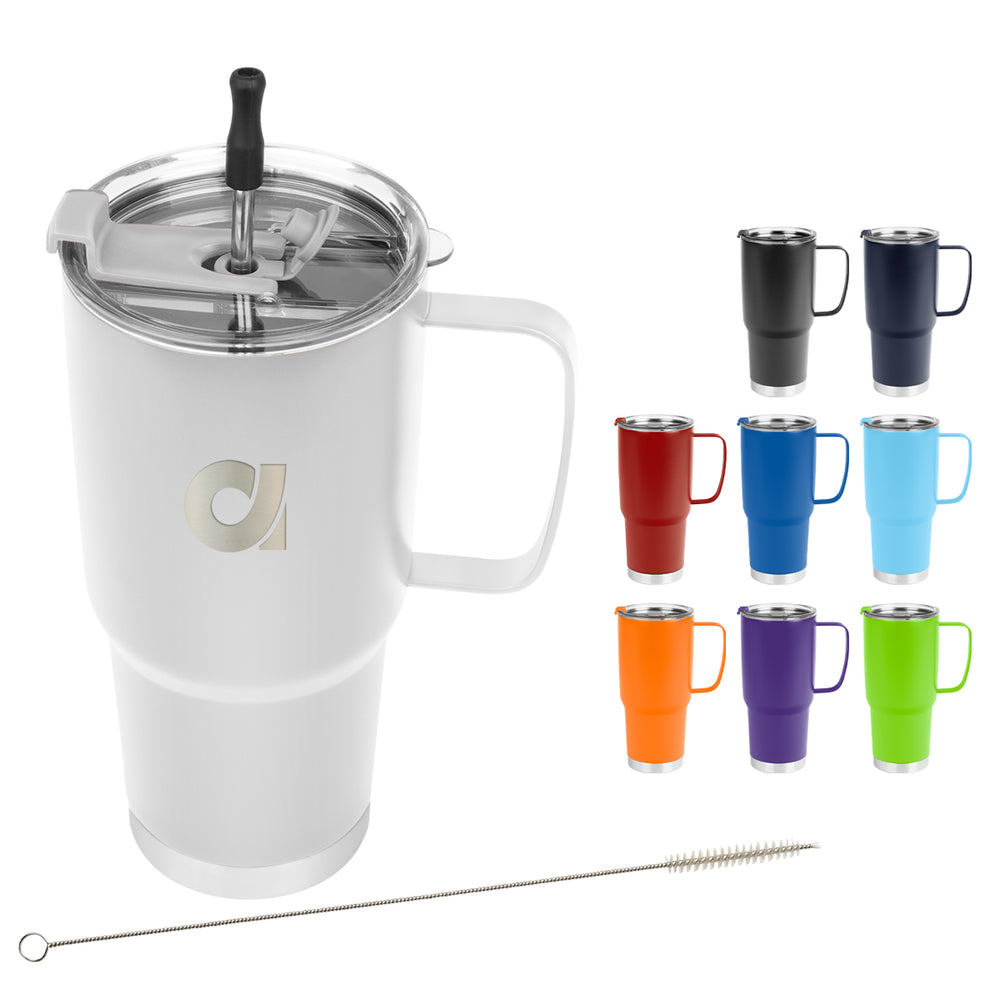 30 Oz. Lisbon Stainless Steel Tumbler With Straw