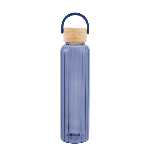 20 Oz. Ribbed Borosilicate Glass Bottle With Bamboo Lid