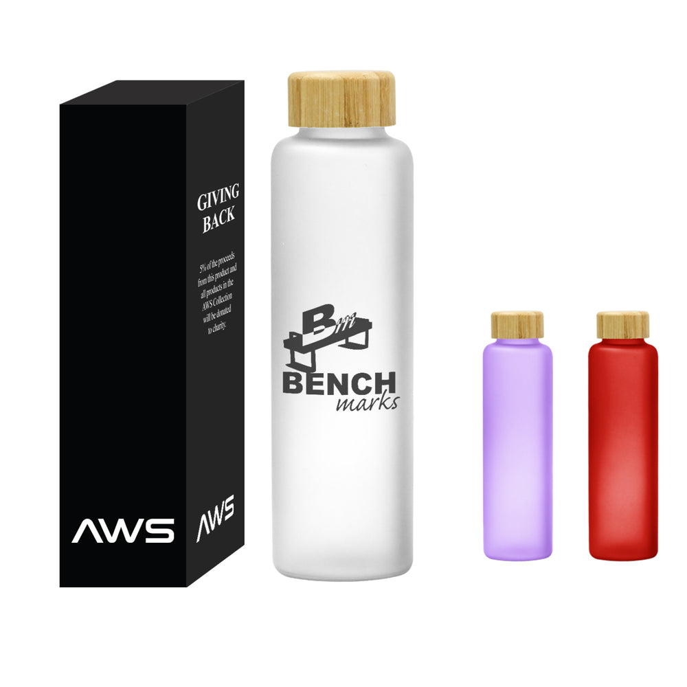 20 Oz. AWS Belle Glass Bottle With Bamboo Lid