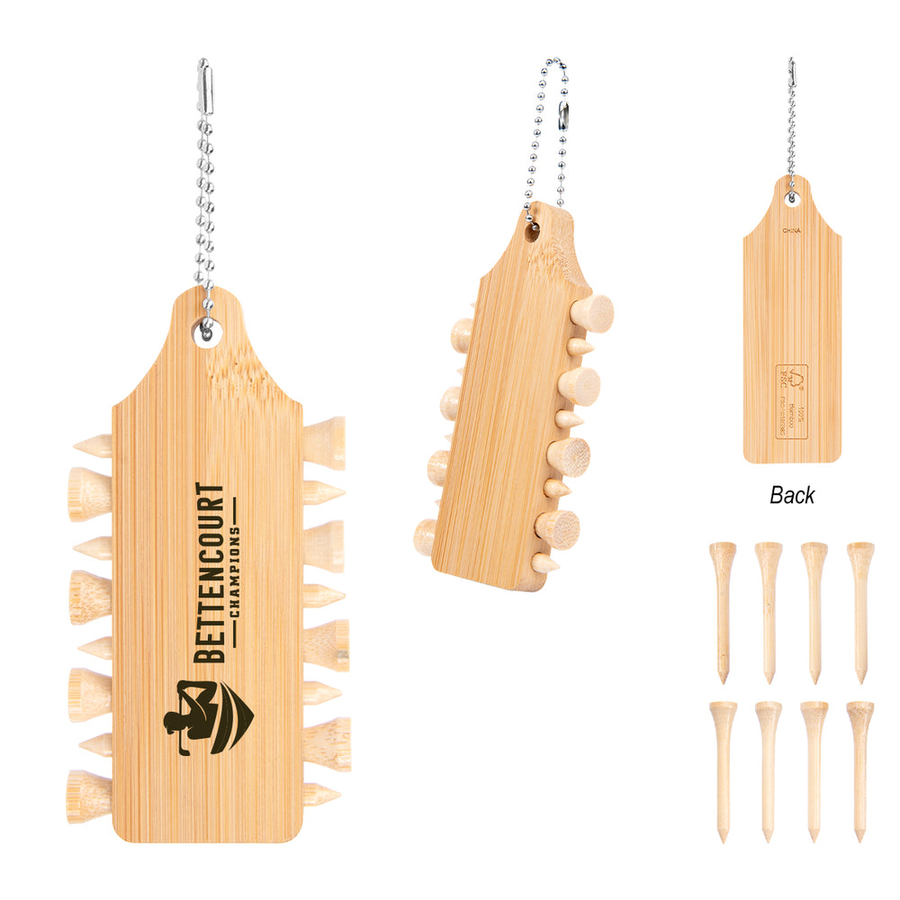 Bamboo Golf Tee Set Keychain