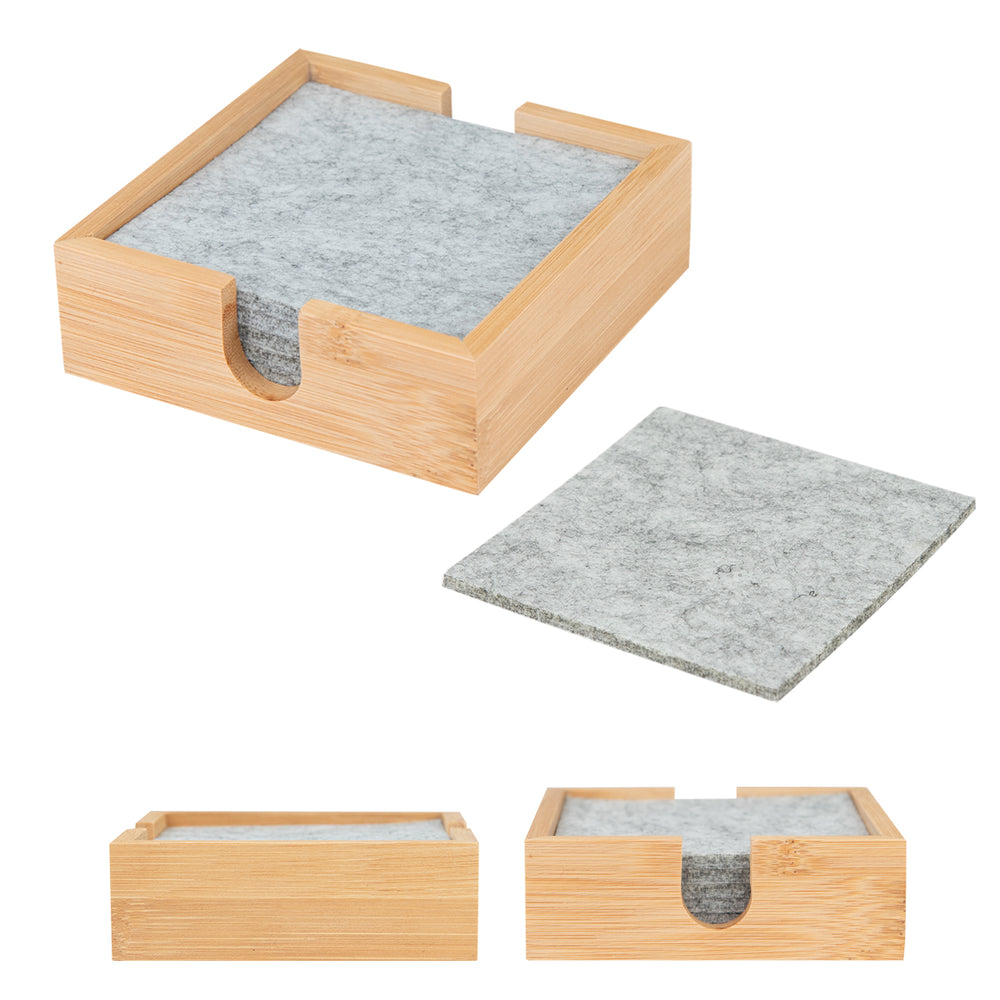 Bamboo & Recycled Felt Coaster Set