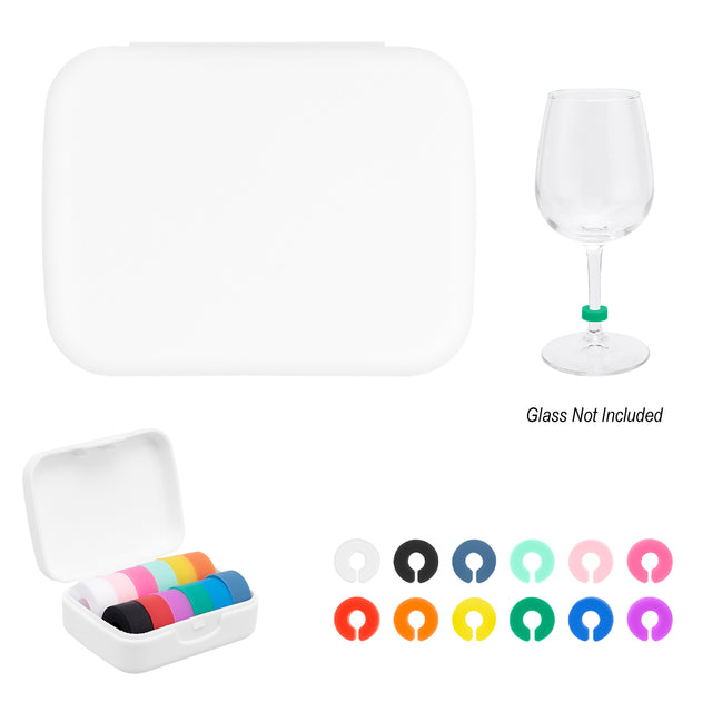 Silicone Wine Glass Markers In Recycled Case